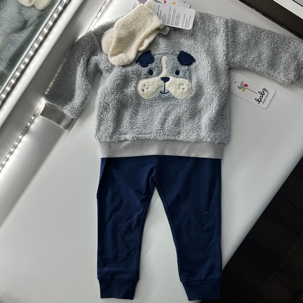 Baby Starters Dog Sweatshirt, Socks and Pants Set
